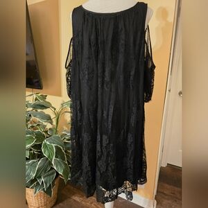 Torrid Insider Collection SCold Shoulder Black Dress With Lace And Sheer Overlay